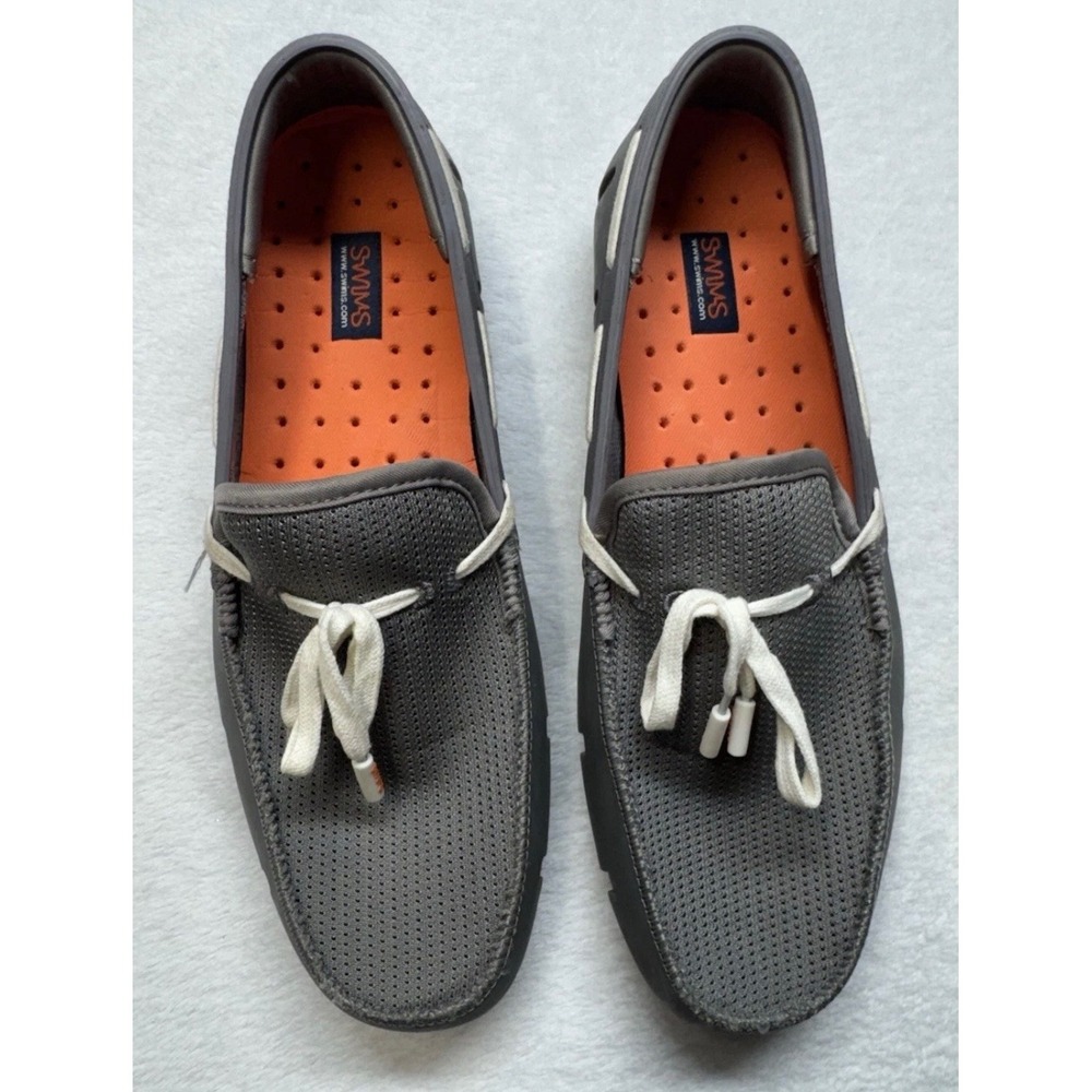 SWIMS Mens Braided Lace Loafer Grey Orange Water Shoe Boat Loafers Size 8
